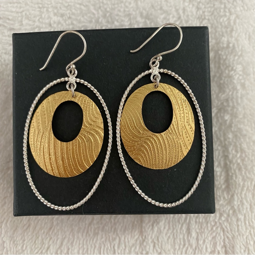 Elegant Gold and Silver Oval Earrings